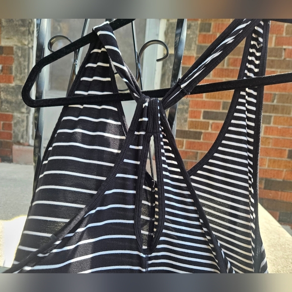 Activezone Black and White Striped Tank - Picture 3 of 5